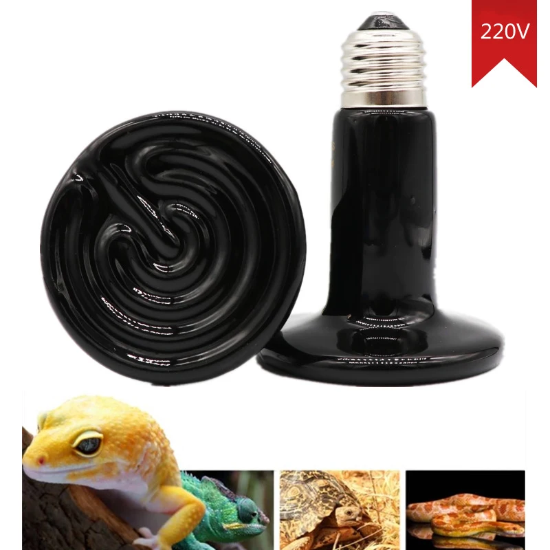 Reptile Lamp Ceramic Heating Lamp Crawling Pet Far-infrared Pet Lamp Reptile Heating Lamp Sauna Sweat Steaming 220V