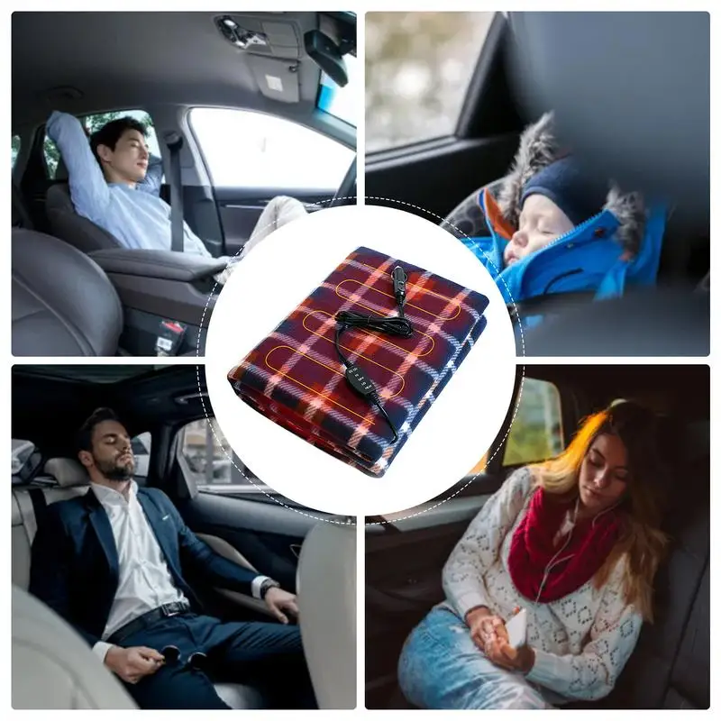 Одеяло с подогревом автомобиля, портативное покрывало для внедорожников и грузовиков, 12 В, можно стирать в машине