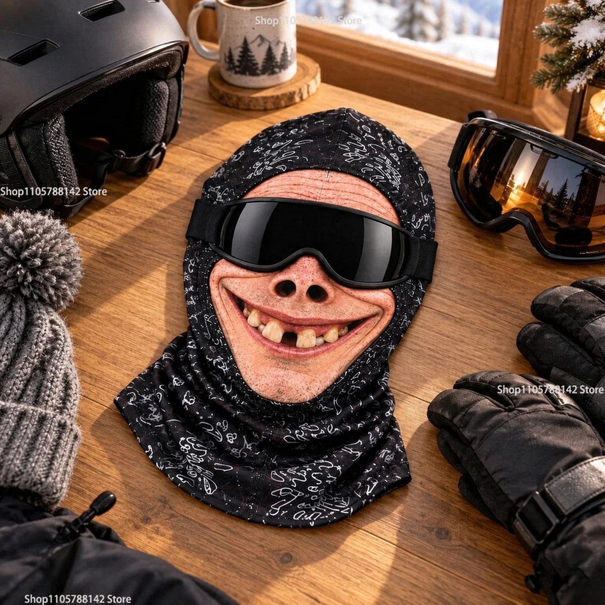 Old Man Ski Mask Funny Face Full Faces Winter With Neck Coverage,Novelty Winter Face Cover for Skiing Outdoor Parties Gifts 6