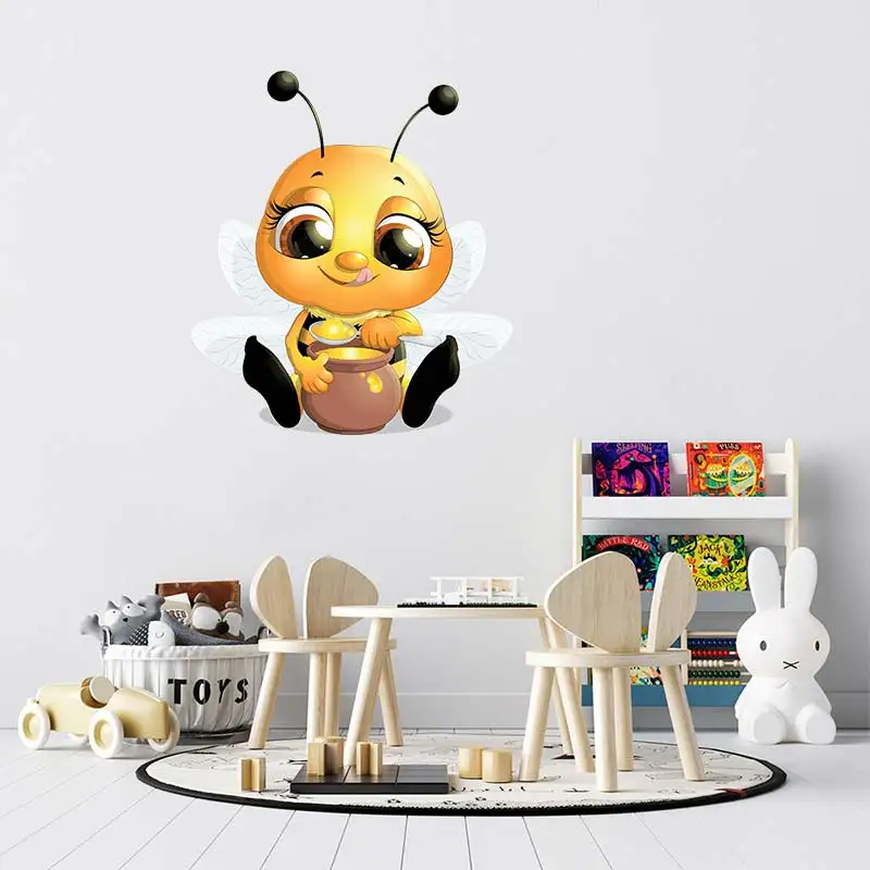 M461 Cute Little Bee Cartoon Insect  Wall Sticker Children\'s Bedroom Decoration Sticker Kindergarten Refrigerator Toilet Decal