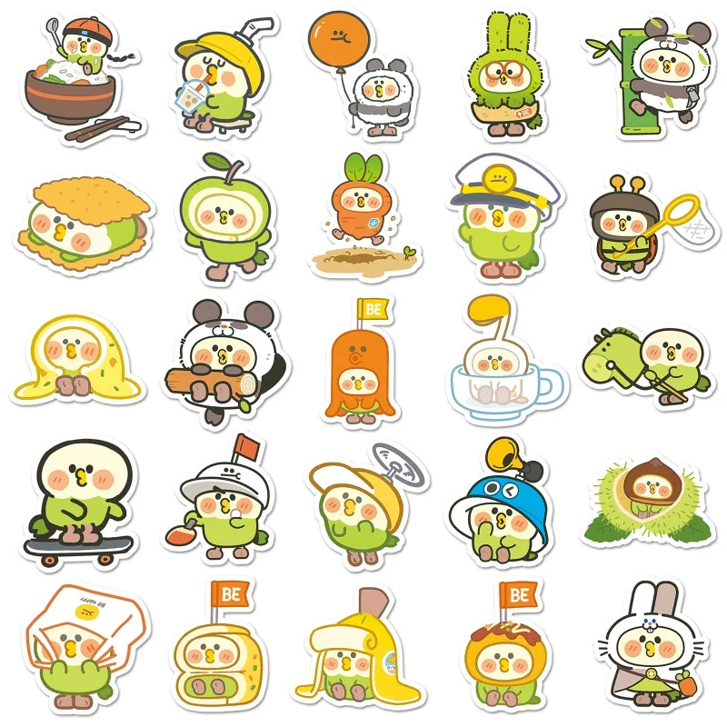 50pcs Little Parrot Bebe Sticker Cartoon Waterproof Decorative Water Cup Laptop Luggage Desktop Stationery Skateboard Sticker