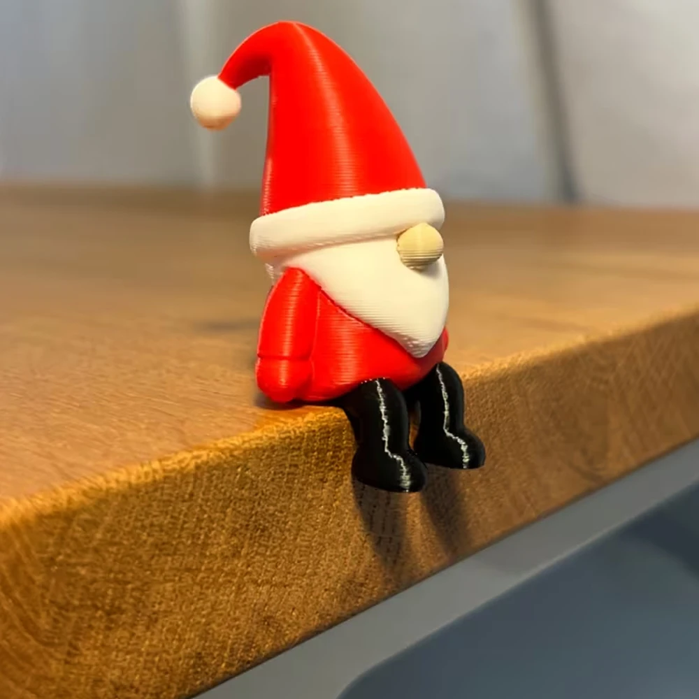 Dwarf Santa Claus Sitting Figure Statue, Mini Santa Claus Figurine, Showing a Sitting and Resting Pose, Ideal for Decorating Bookshelves, Office Desks, and Home Desktops