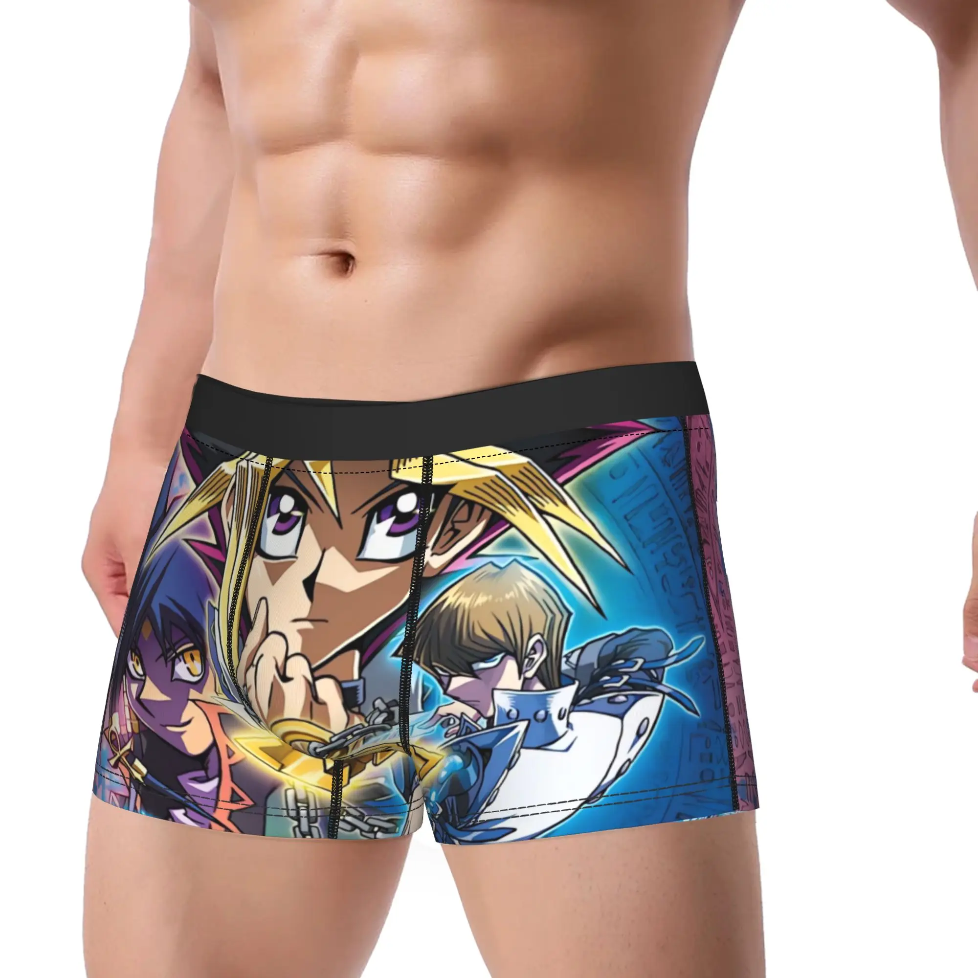 Yu-Gi-Oh! MASTER DUEL Underwear  Men Underpants Custom DIY Classic Boxershorts Trenky Boxer Brief Big Size