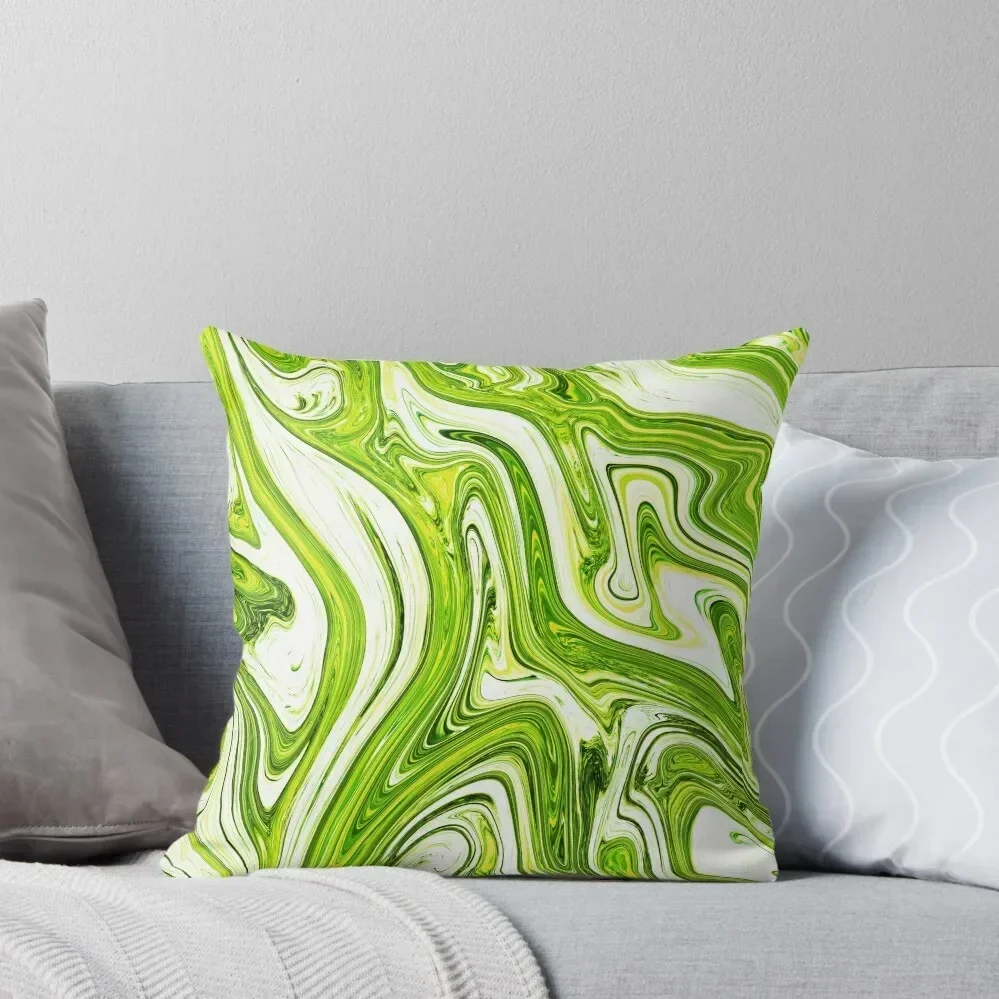 

Lime Green & white Abstract Fluid Throw Pillow Pillowcase pillows decor home pillow