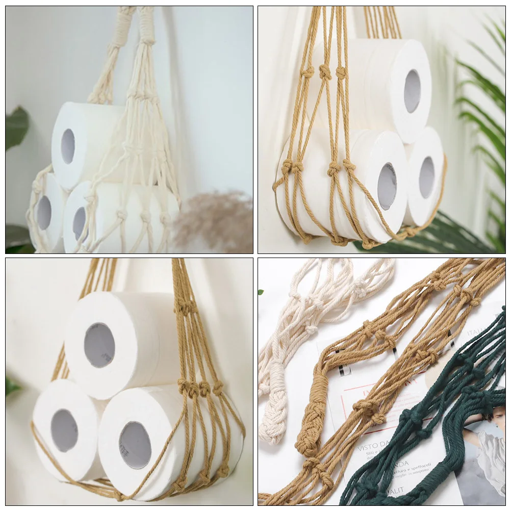 

Premium Cotton Roll Paper Hanger Woven Storage Organizer Decorative Hanging Decoration