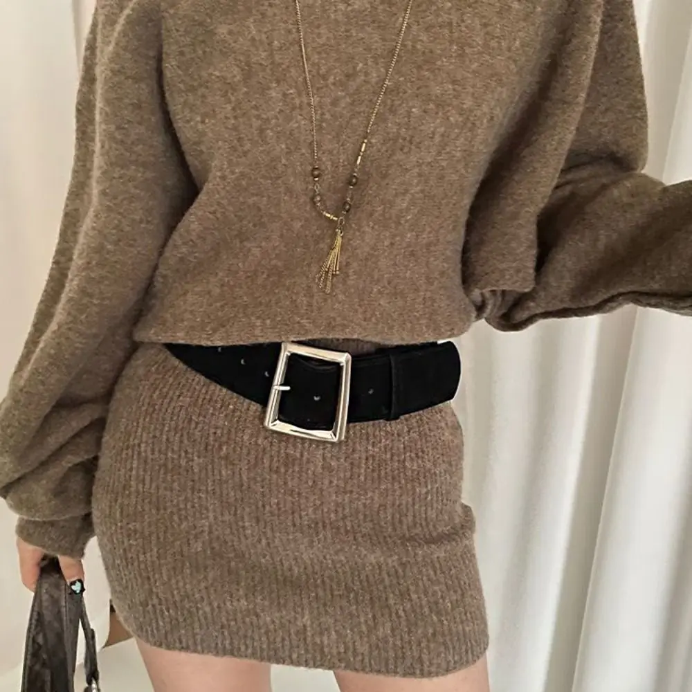 الرجعية الجينز ديكور حزام عريض مربع مشبك الجلد المدبوغ بو أحزمة Y2k الأزياء بنطلون الديكور يوميا