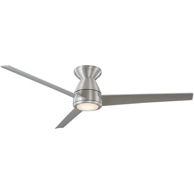 

Умный потолочный вентилятор с 3 лопастями для скрытого монтажа и улицы, 52 дюйма, матовый алюминий, комплект светодиодных светильников 3000K и Rem