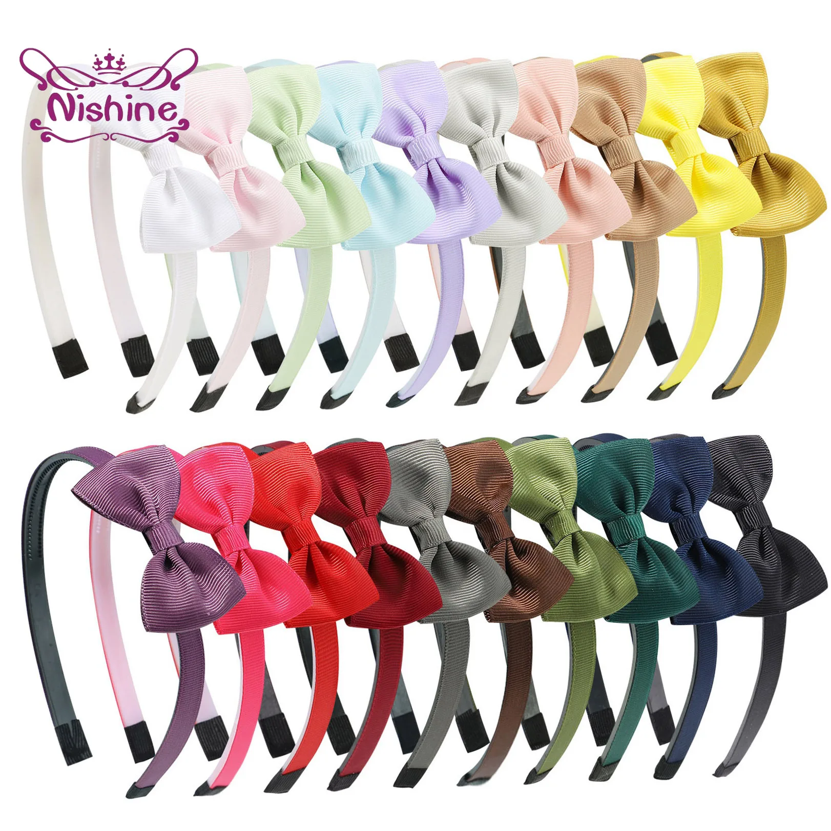 1PCS Ribbon Bow Knot Headband Children Hair Hoop Solid Color Baby Hairbands Clothing Decoration Photography Props