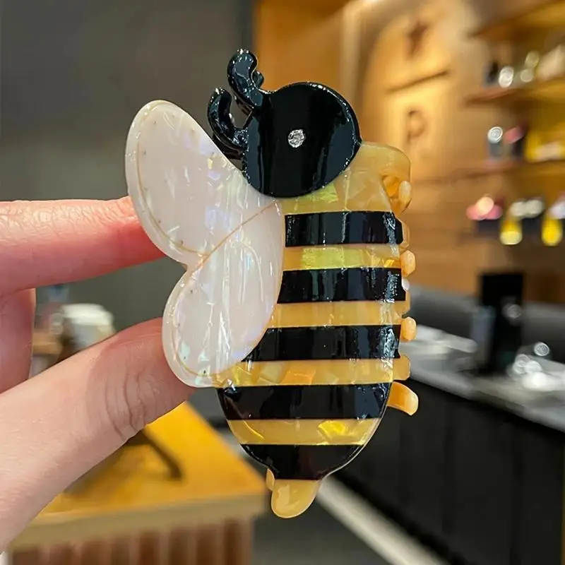 Cartoon Hair Claw For Women Cute Bee Ball Shape Shark Hair Gripper Claw Creative Acrylic Animal Hair Clip Girls Hair Accessories