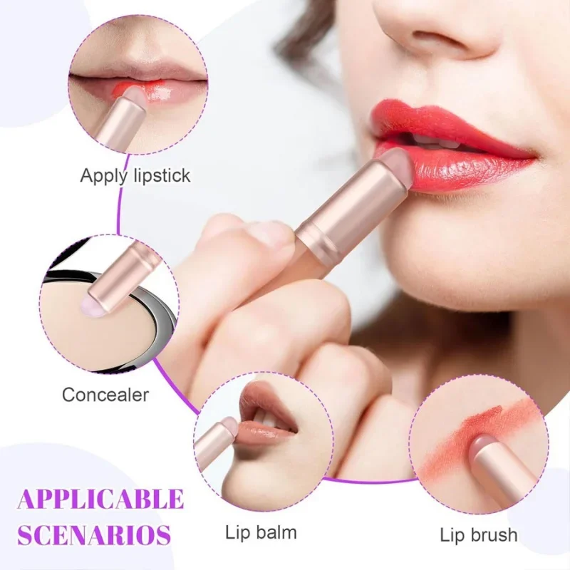 Silicone Lip Brush Small Round Head Smudge Brushes Dust-proof Covered Lip Brush Multifunctional Lipstick Concealer Makeup Tools