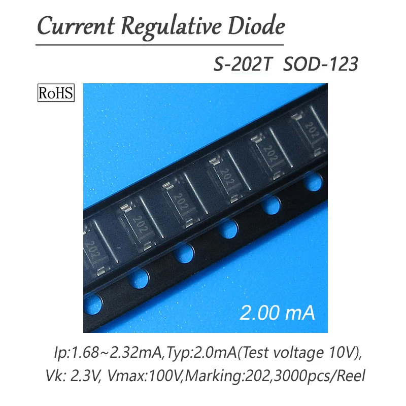 5PCS CRD  S-202T 2.00mA SMD SOD-123 Current Regulative Diode New It Can be Applied to LED Power Supply and Sensors