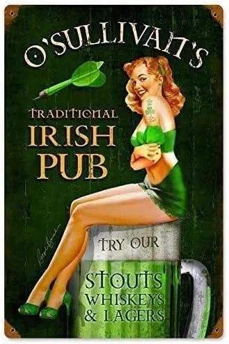 1b, табличка сонак, винтажное шикарное художественное украшение, постер, ирландский паб, сексуальная леди, пин-ап, девушка, дартс и виски для дома, бара, кафе, фермерского магазина Ga