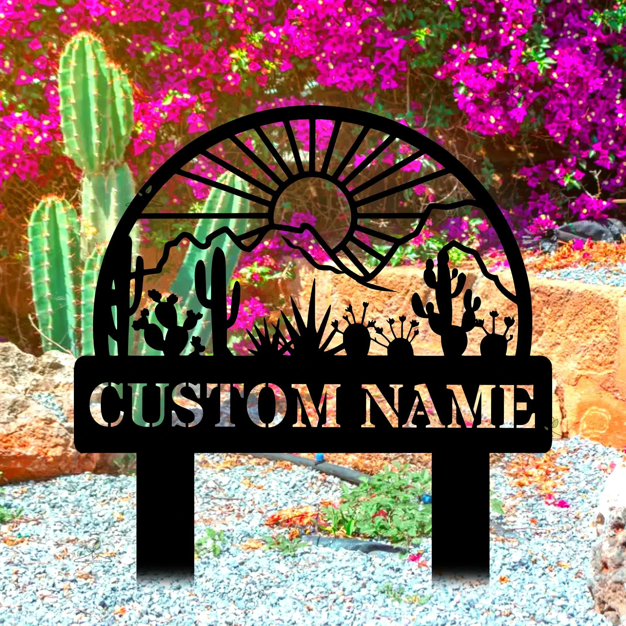 Personalized Cactus Yard Decor Custom Cactus Silhouette Art Cactus Metal Sign Cactus Yard Decor Western Decor Accent Metal
