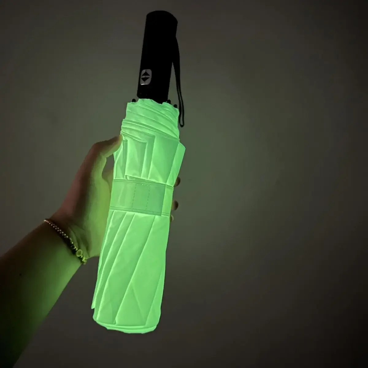 Fluorescent Luminous Umbrella Fully Automatic 3 Folding 10 Bones Luminous Umbrella Creative Rain Resistant Reinforced Umbrellas