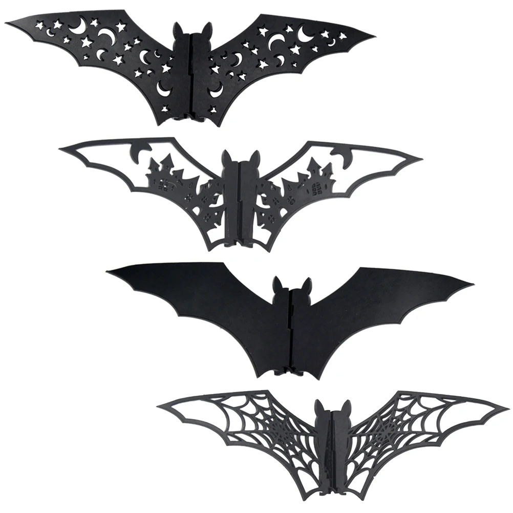 

4 Pcs Bat Decoration Ornaments Tabletop Halloween Sign Indoor Decorations Party Supplies