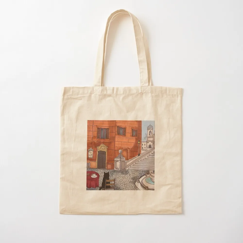 

Journal of a Cat in Rome - Piazza di Spagna Tote Bag Canvas free delivery bags shopper bag women Canvas Tote Bag