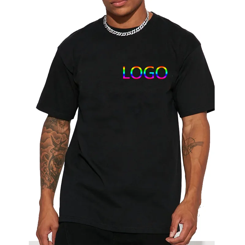 180gsm 100% Cotton T Shirt Men Custom Your Design Text  Tops Tee Men Print Your Own Design Brand Team Customization DropShipping image 4