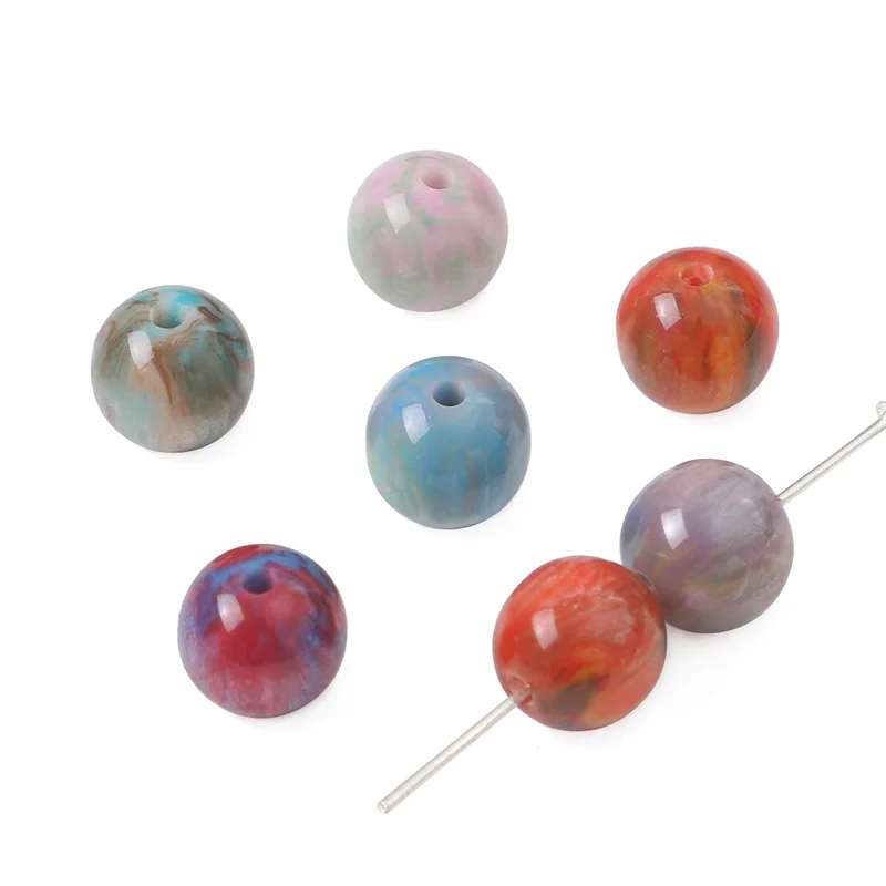 10pcs Colorful Resin Beads Starry Sky Round Bead For DIY Jewelry Necklace Bracelet Earring Handmade Making Accessories Gift 10mm