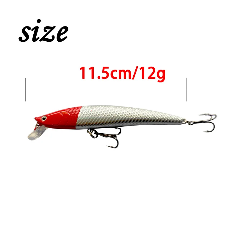 Floating Minnow Fishing Lures, 5Colors, Deep Diving Wobbler, Artificial Hard Bait, Swimbait, Sea Fishing Tackle, 11.5cm, 12g, 1P