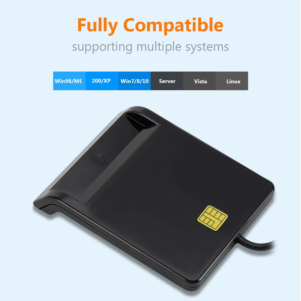 Multi-function Portable USB 2.0 Intelligent Card Reader Affordable Easy Use for DNIE ATM CAC IC ID Bank SIM Card Reader