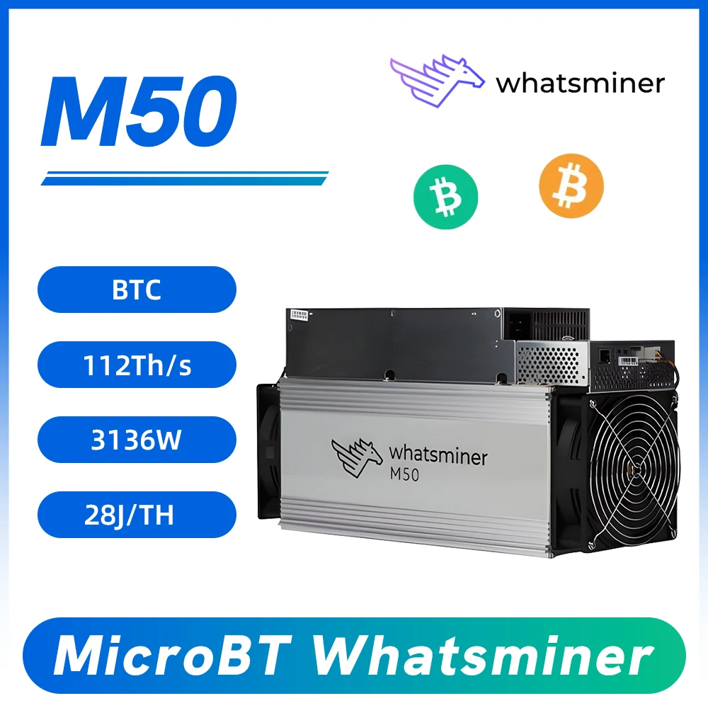 Brand New MicroBT Whatsminer M50 Miner 100T 126T BTC Bitcoin Coin Miner Asic Miner Cryptocurrency Mining with PSU