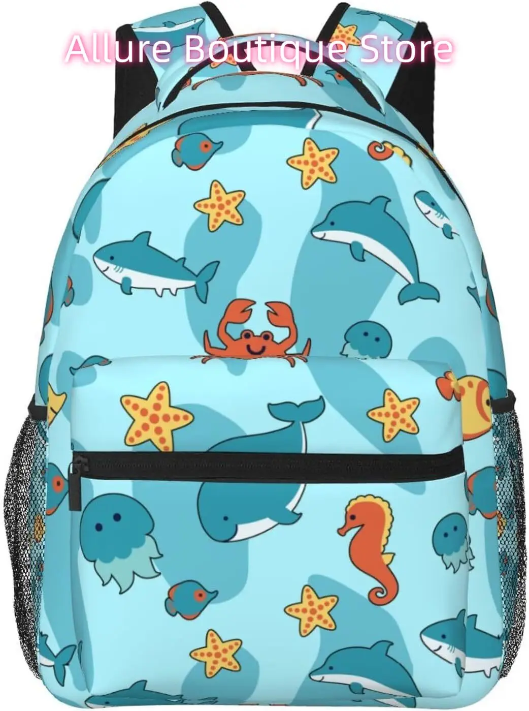

Сумка для ноутбука обратно в школу Cute Sharks Crabs Hippos Легкий рюкзак для ноутбука Легкий многоцелевой дорожный повседневный рюкзак Un