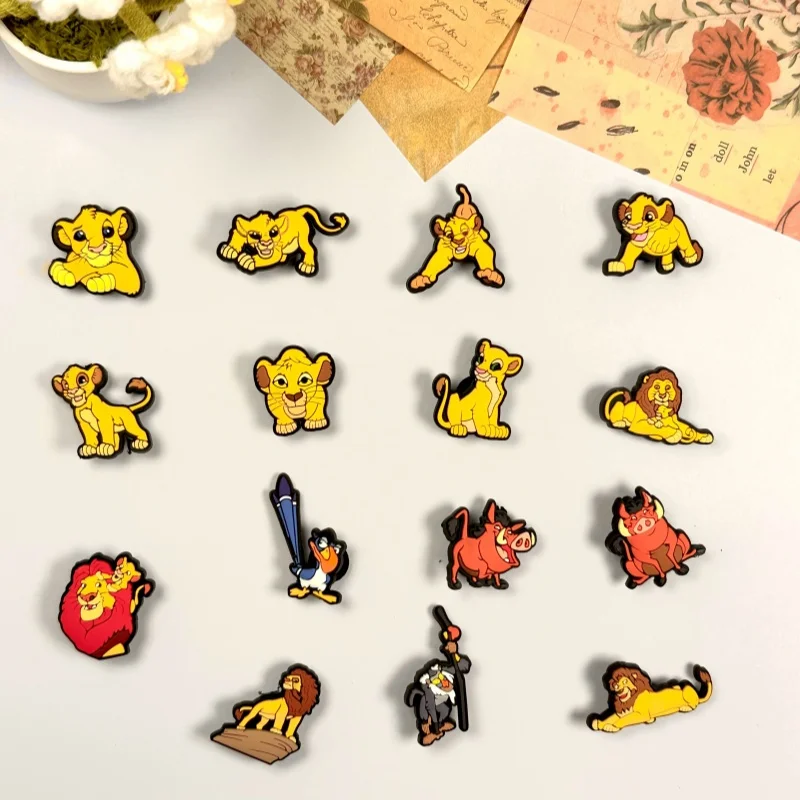 

15Pcs MINISO Disney Lion King Simba Shoe Charms Cartoon Clog Sandals Accessories Shoe Decoration Buckle DIY Kids Gifts