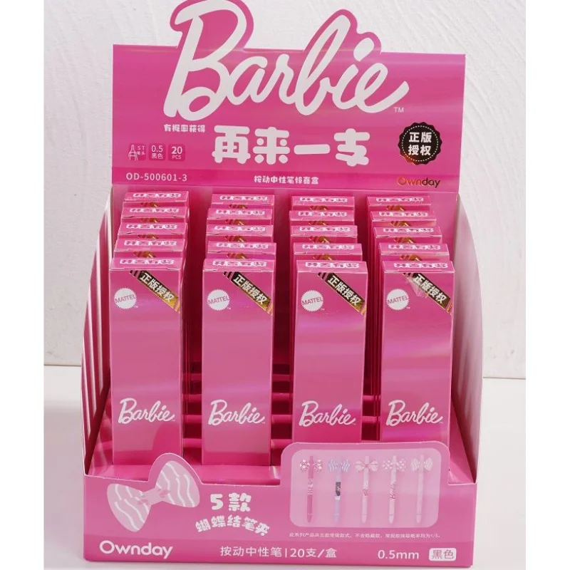 Cute Barbie Bow Button Neutral Pen Pink Girl Signature Pen 5 Random Student Supplies Women Accessories Wholesale Christmas Gifts