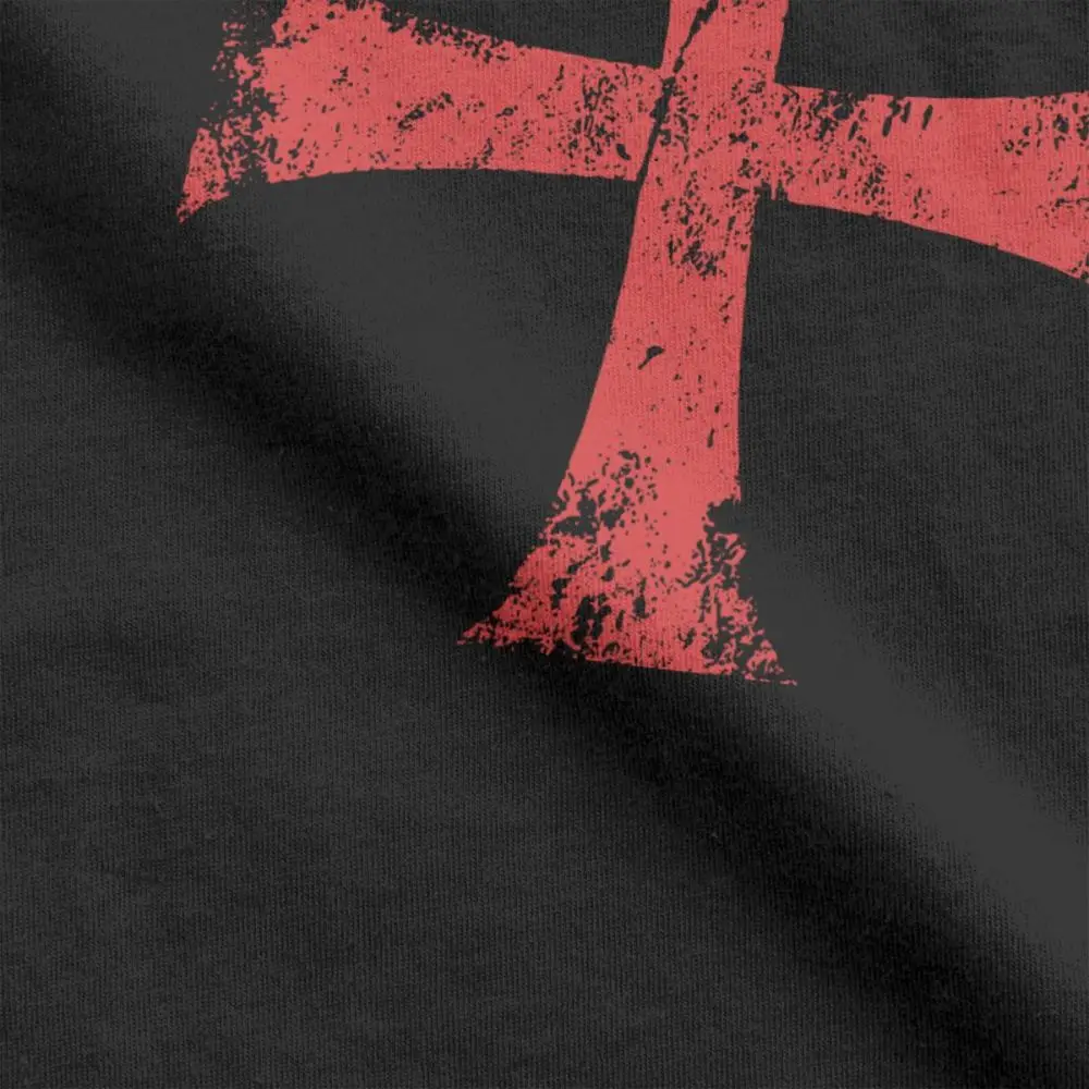 Men Tshirt Distressed Crusader Knights Templar Cross T Shirts Premium Cotton T-Shirt Crewneck Tee Short Sleeve Clothes Plus Size