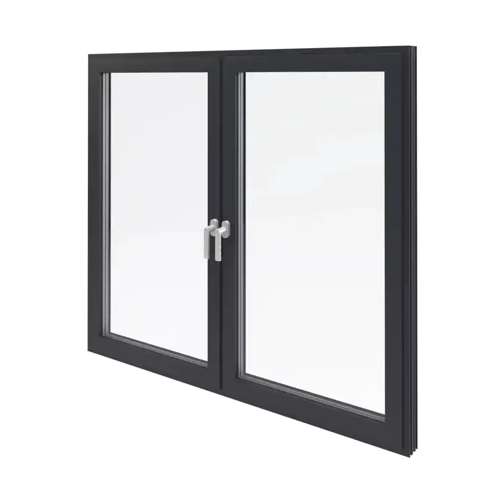 Aluminum Alloy Window Frame with Tempered Glass Soundproof Swing Casement Design-Black Model