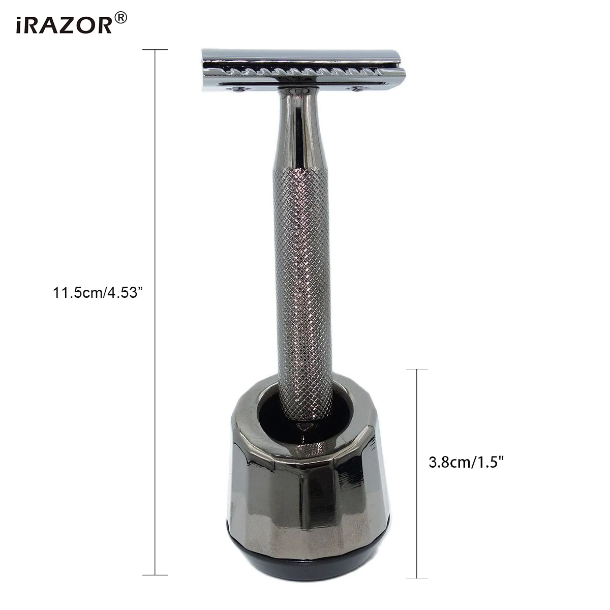 iRAZOR Classic Double Edge Safety Shaving Face Hair Razor with Stand Manual Beard and Mustache Removal Tool Kit for Men Gift