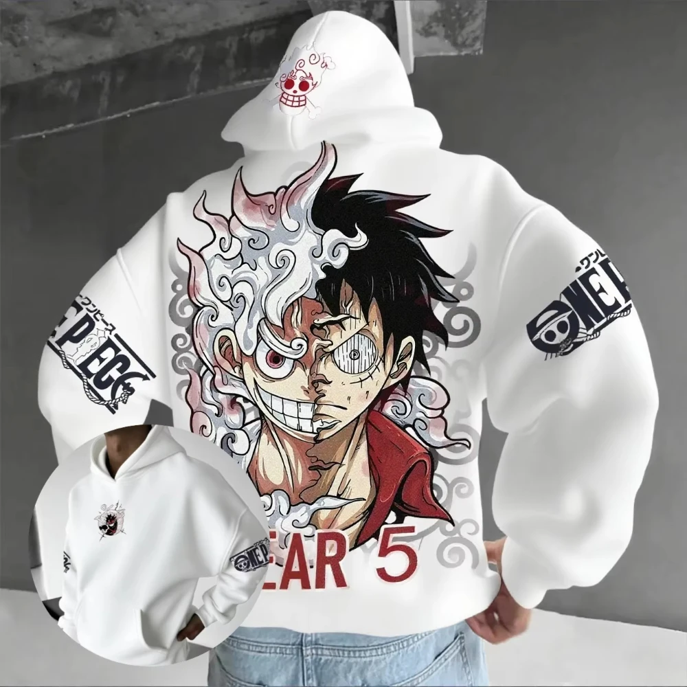 MINISO Anime Hoodie Men Women One Piece Luffy Gear Streetwear C Asual Pullover Sweatshirt Autumn Winter Cosplay Long Sleeve Top