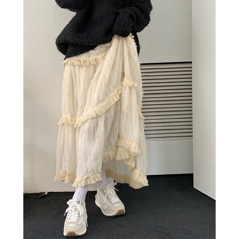 

Maxi Long Tulle White Skirts for Women Gothic Pleated Skirt Casual Party Fairycore Summer Winter Jupe Longue 2024 Falda Mujer