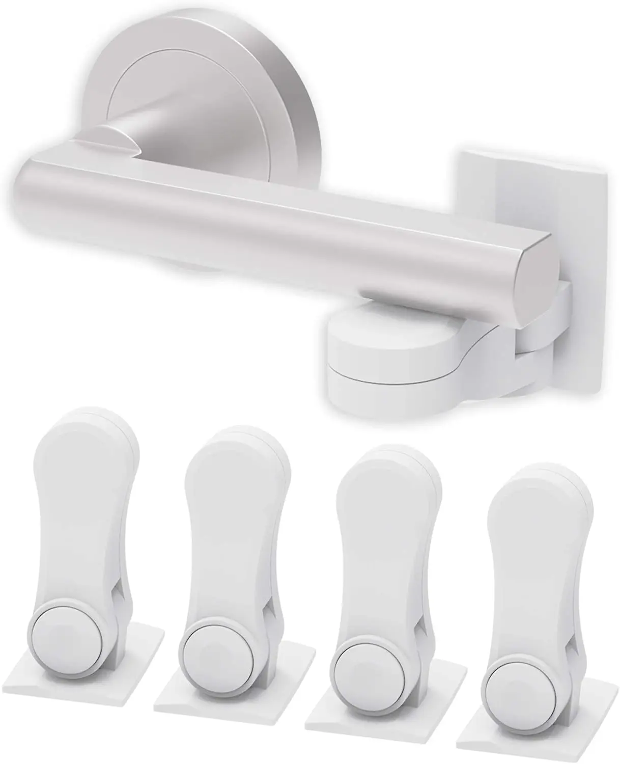 

Child Proof Door Lever Lock (4-Pack) Door Handle Lock 3M Adhesive Minimalist Design No Drilling Child Safety Door Handle
