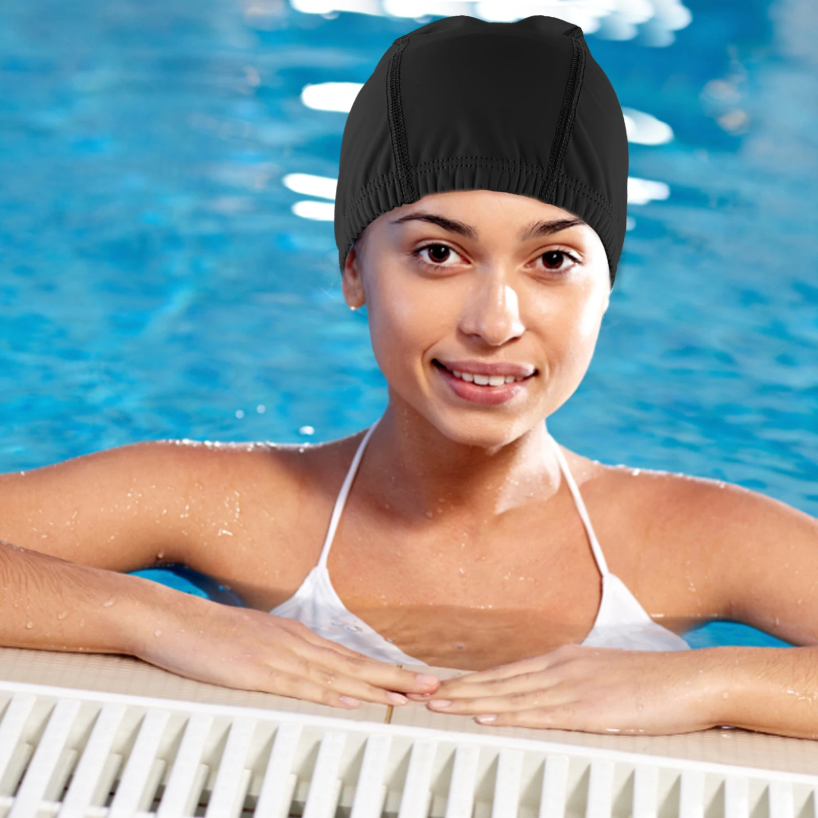 

PU Swimming Hat Waterproof Comfortable Lightweight for Women Adults Child Long Hair Swimmers Summer Supplies High Elasticity