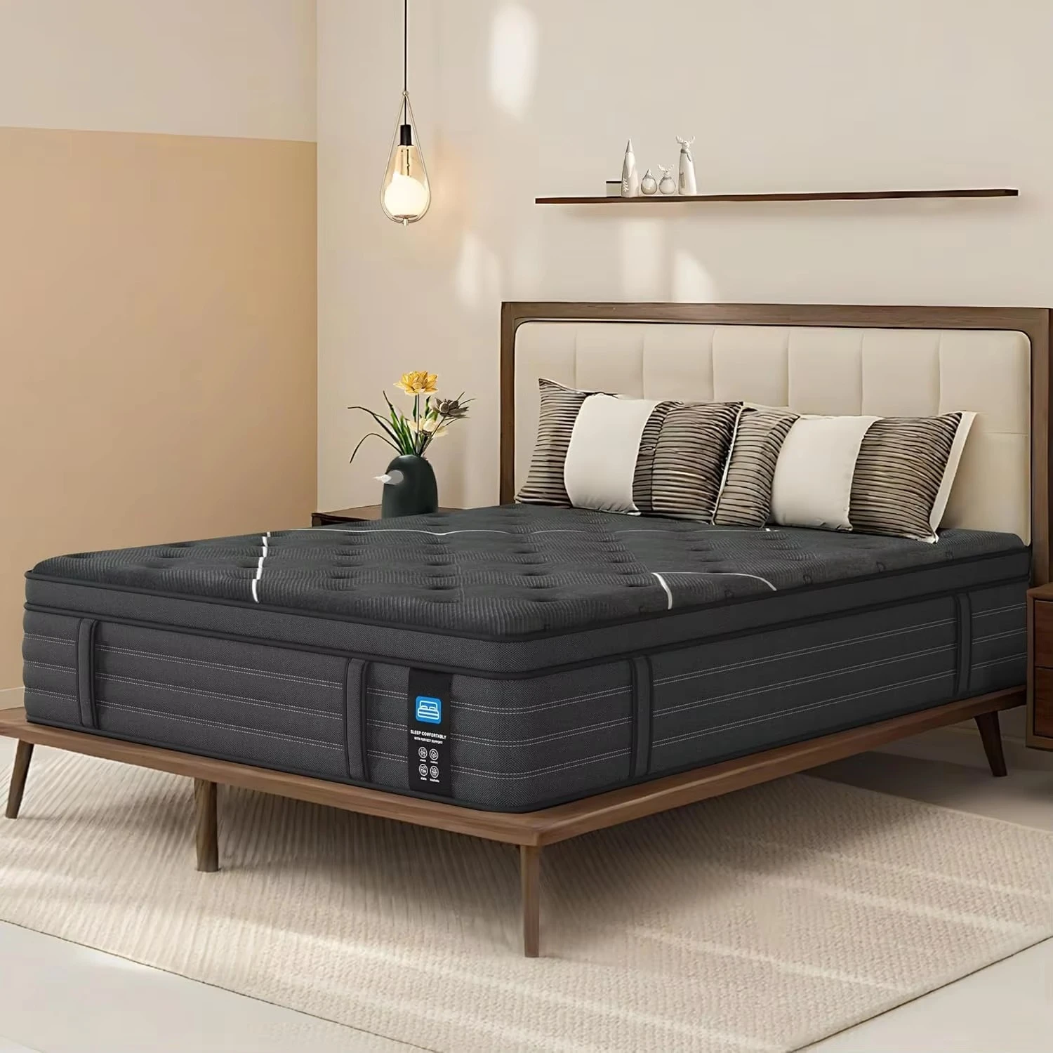 Luxury Modern 5-Star Hotel Style Euro Top Latex Mattress High-Density Comfort 5 Zone Pocket Spring Bedroom Apartment Hospital