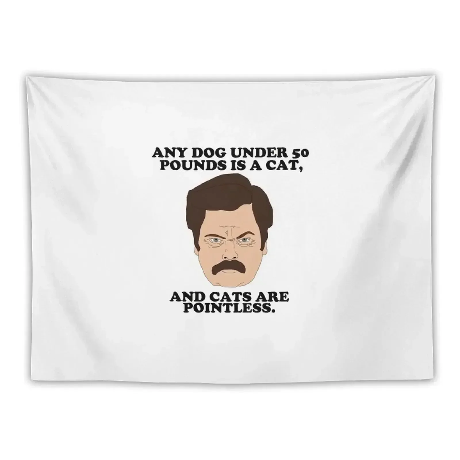 

Ron Swanson - Cats Are Pointless Tapestry Wall Carpet Room Decoration Korean Style Aesthetic Decoration Tapestry