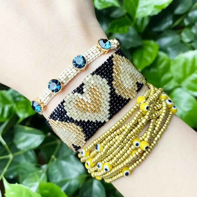 Rice bead bracelet Originality Hand knitting Eye Heart-shaped Design Bohemia Multilayer Fashion Simple Beaded bracelet