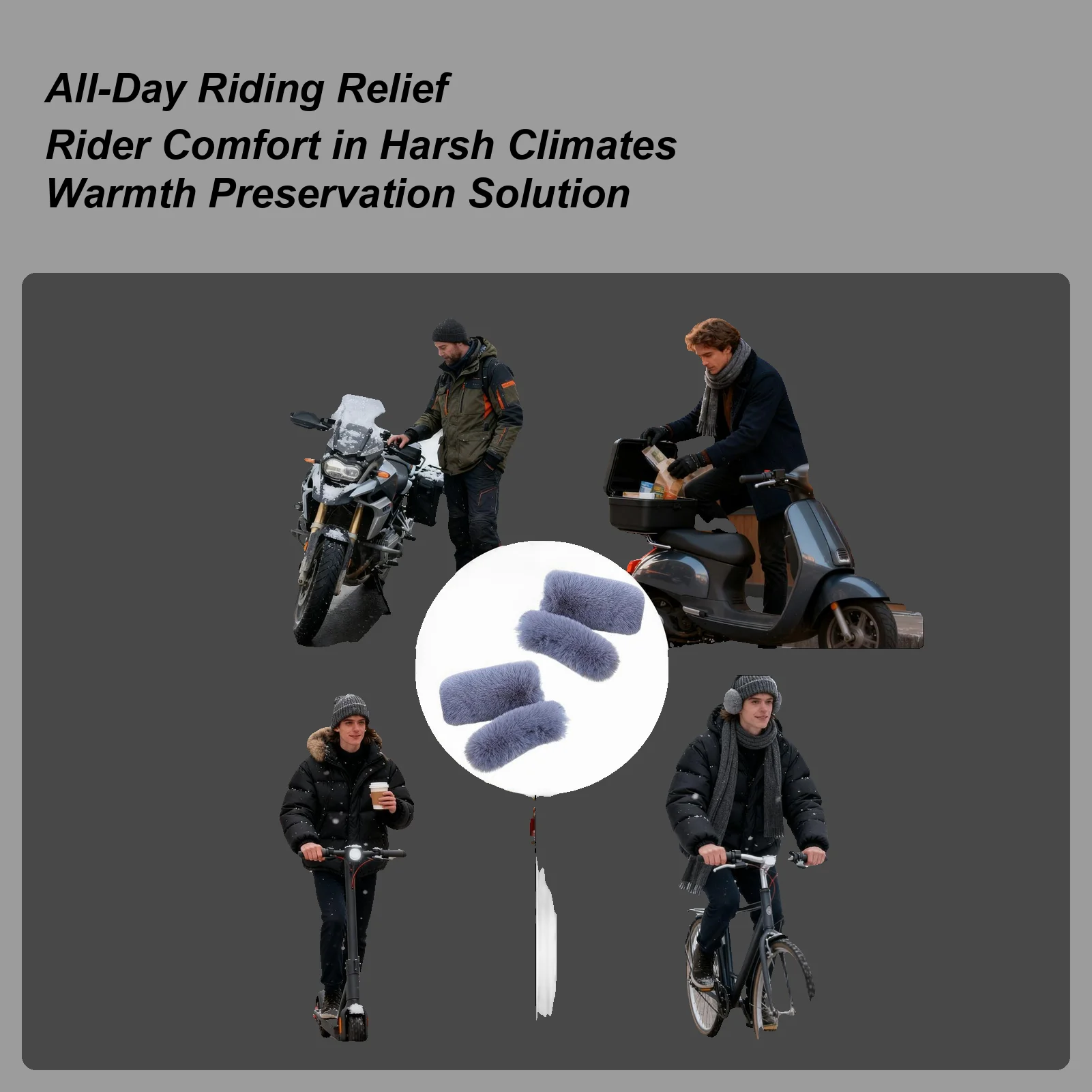 

Scooter Handle Cover Plush Hand Guard Windproof Handlebar Grip Cover For Motorbike Riding Snowmobile Atv Winter Summer Cycling