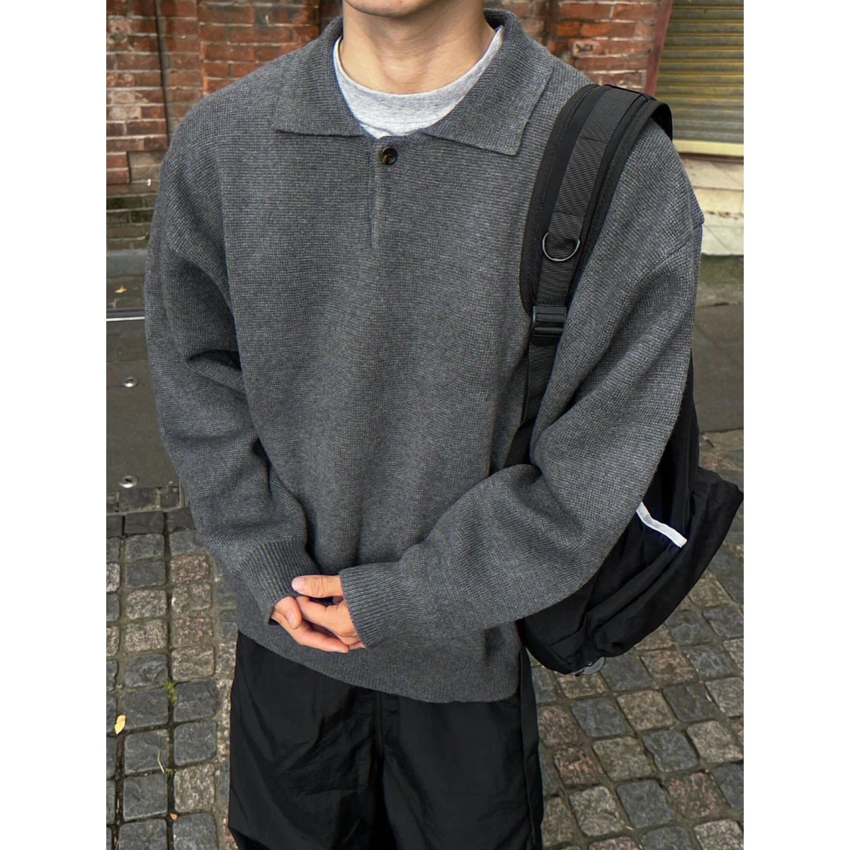 

ay Collared Knitwear Men's Base Layer irt Korean Sle Lazy Sle Autumn Winter New Arrival Polyester Fiber Long Sve