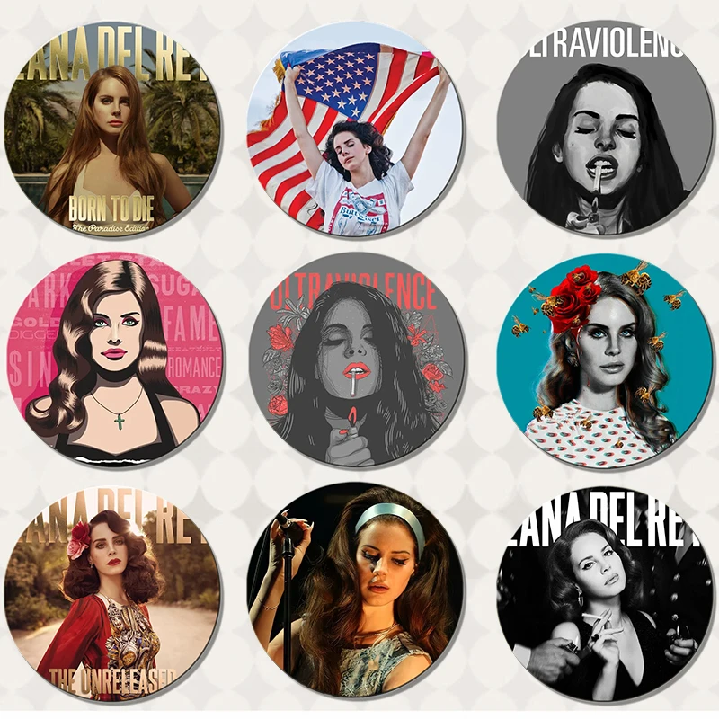 58mm New Singer Lana Del Rey Button Pin Cute Anime Character Cartoon Brooch Badge for Backpack Accessories Decor Collect