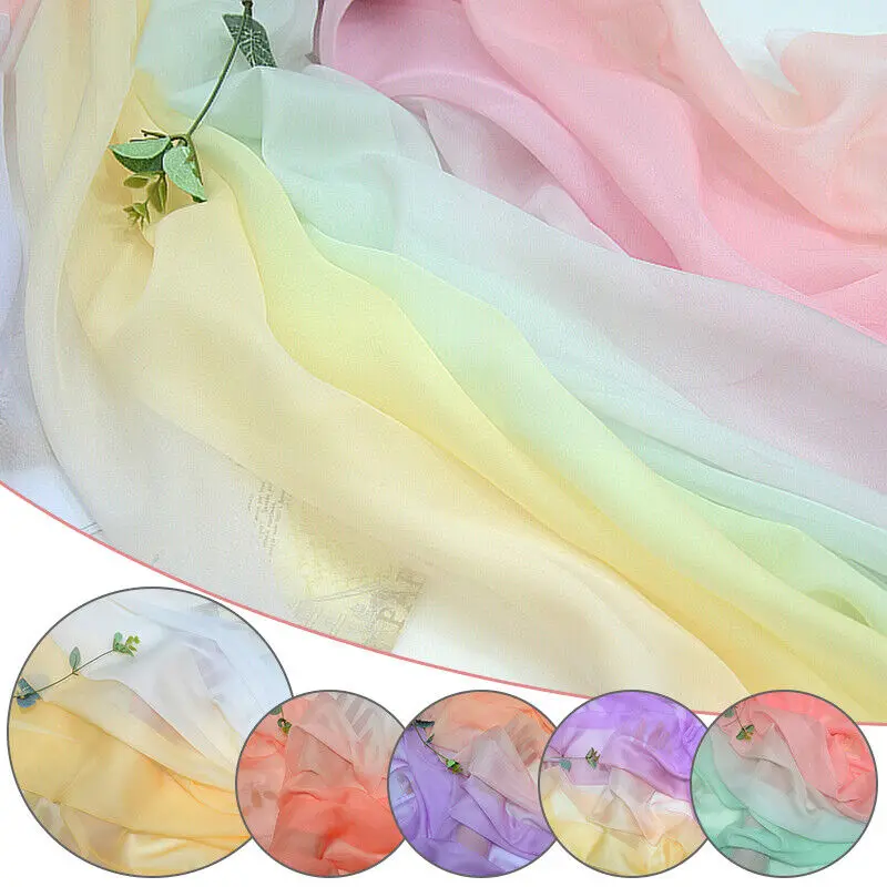 Gradient Chiffon Fabric Rainbow Chinese Costume Stage Dance Sewing Craft Organza Tulle Fabric For Diy Dancing Gauze Material