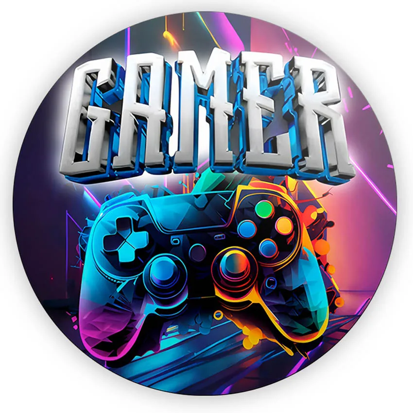 Mehofond Background Video Game on Gaming Level Up Boys Birthday Party Baby Shower Decor Backdrop Cover Round Circle Photo Studio