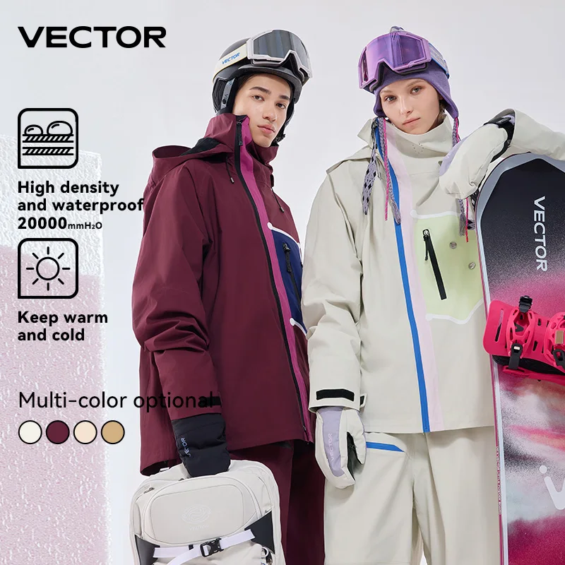 VECTOR Men Women Ski Jacket Winter Warm Windproof Waterproof Outdoor Sports Snowboard Ski Coat Trousers Snow Clothes Women