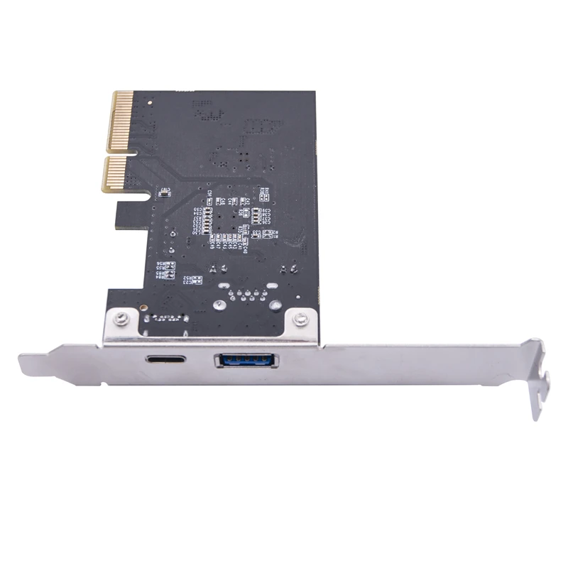 PCIE USB 3.2 GEN2 10G + Type C 10G Adapter PCI Express X4 Expansion Card Riser ASM1142 Chip Controller + Low Bracket for Desktop