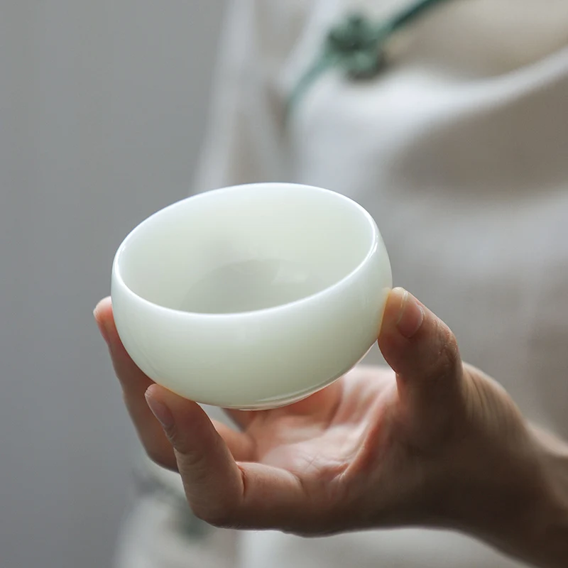 

Большая чашка для чая Дзен из белого фарфора, чашка для энергетического чая, чашка для чая Железный Владелец, индивидуальная чашка для дегустации, Дэхуа Янли Юй