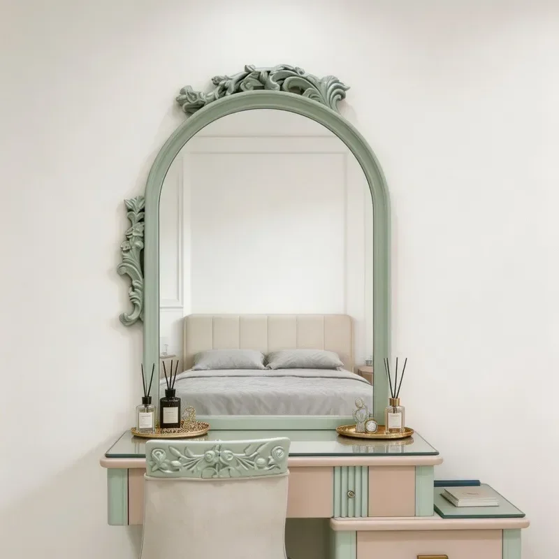 European Style Carved Retro Decorative Mirror for Household Bathroom Cosmetic High End Dressing Luxury Villa Fireplace