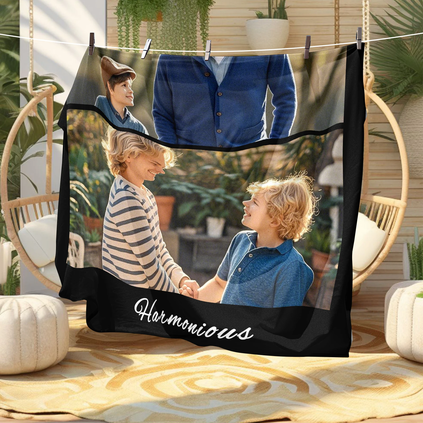 Father and Son Moments Together Customisable Blanket Father's Day Unique Holiday Gift for Father Sofa Bedroom Office Available