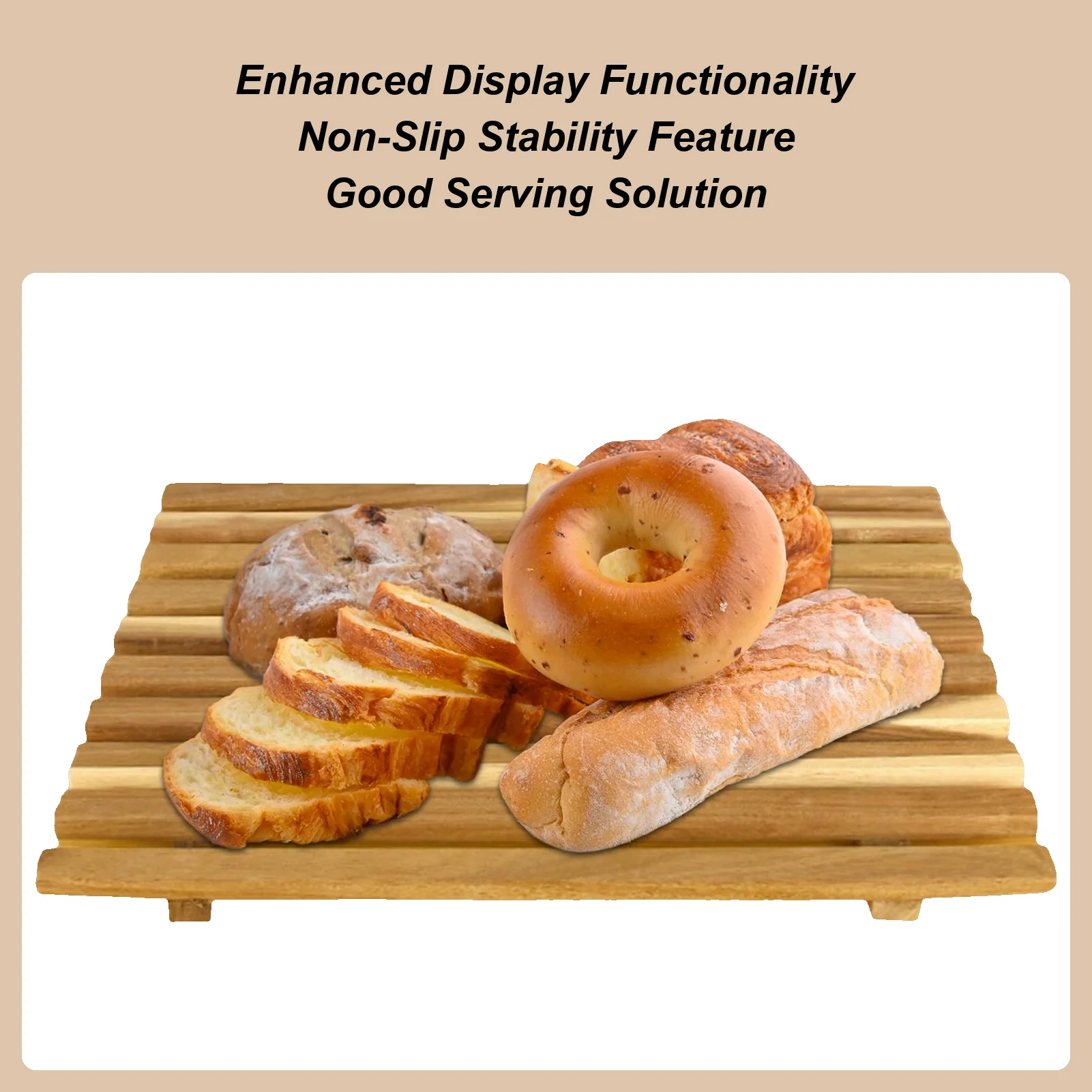 

Bread Serving Tray Natural Large Capacity Wooden Non-Slip Kitchen Supplies Bread Holder Tray For Kneading Slicing Breaking Toast