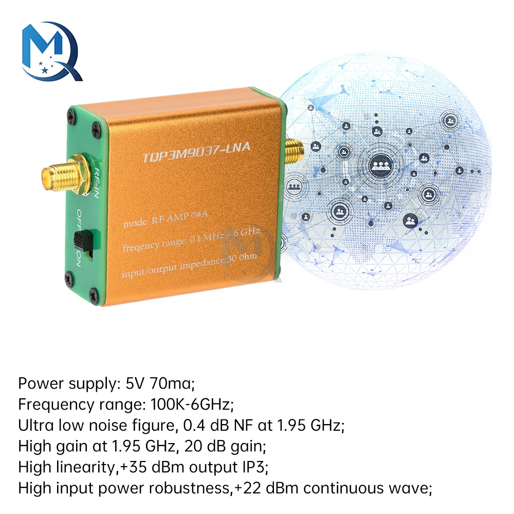 

Полнодиапазонный малошумящий поток 100–6 ГГц, золотой усилитель сигнала TQP3M9037-LNA, усилитель радиосигнала